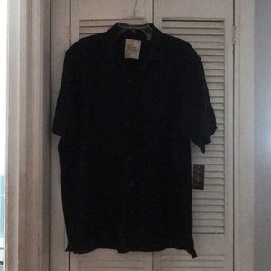 Short sleeve button down black shirt